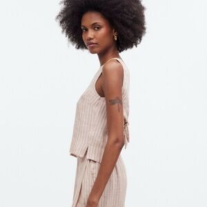 Madewell Linen Tie-Back Scoopneck Striped Tank Top